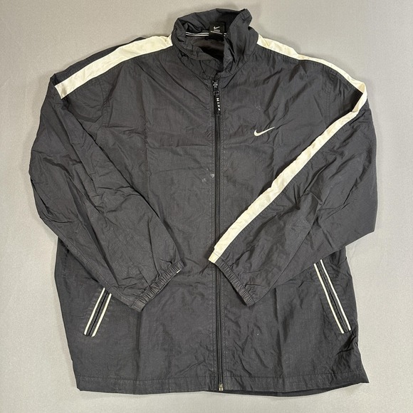 Nike Other - Nike Jacket Mens Large Black Stripe Full Zip Windbreaker Athletic Track